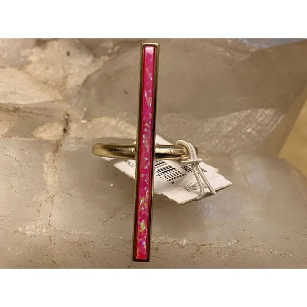 Kendra Scott Reggie Ring Kyocera Opal and Rose Gold size 6